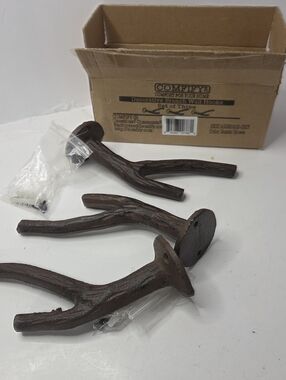 decorative tree branch wall hanger hooks 3pc new in box brown rustic cabincore